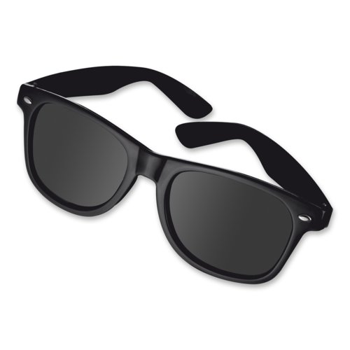 Gafas de sol negras de plstico con lentes oscuras.