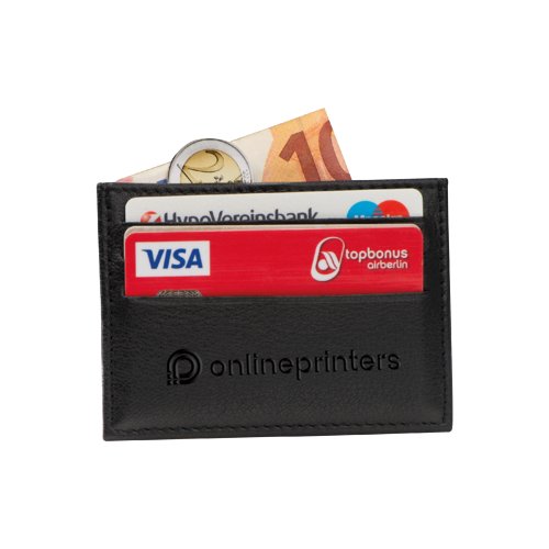 Soporte para tarjetas de cuero negro con proteccin RFID.