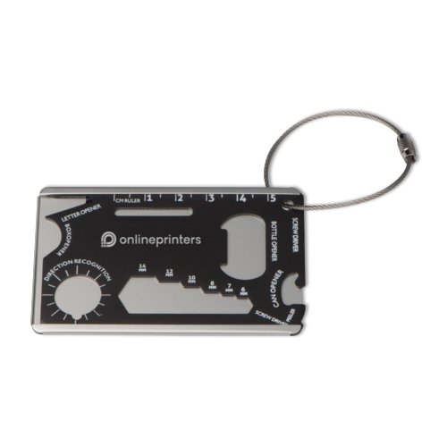 Etiqueta de equipaje de aluminio con cable.
