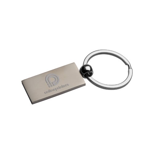 Llavero de metal, rectangular con anilla metlica.