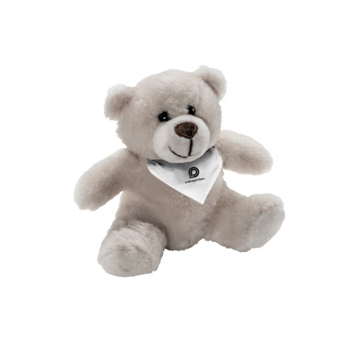 Oso de peluche beige con relleno suave.
