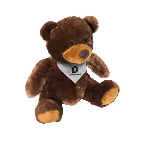 Oso de peluche marrn con pauelo.