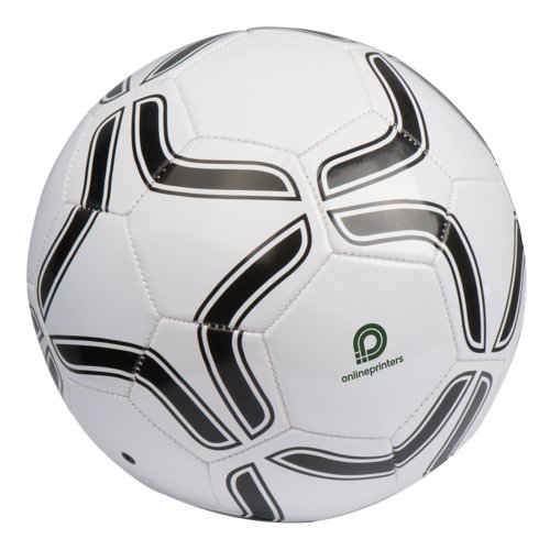Baln de ftbol blanco de material sinttico en tamao de torneo.