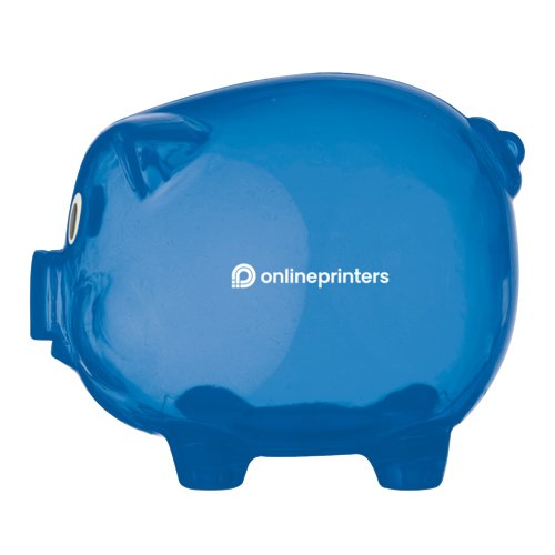 Hucha de cerdito azul de plstico.