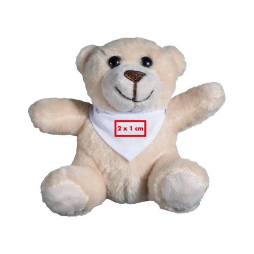 Oso de peluche beige con pauelo para bebs.