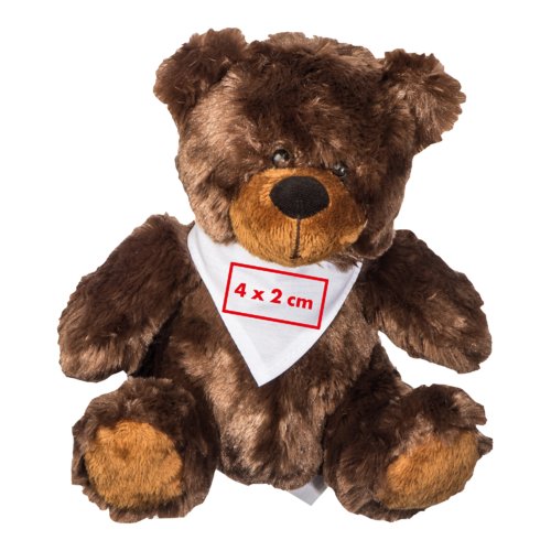 Oso de peluche marrn con bufanda.