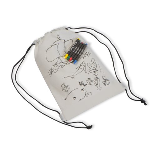 Bolsa de deporte no tejida blanca con cordn.