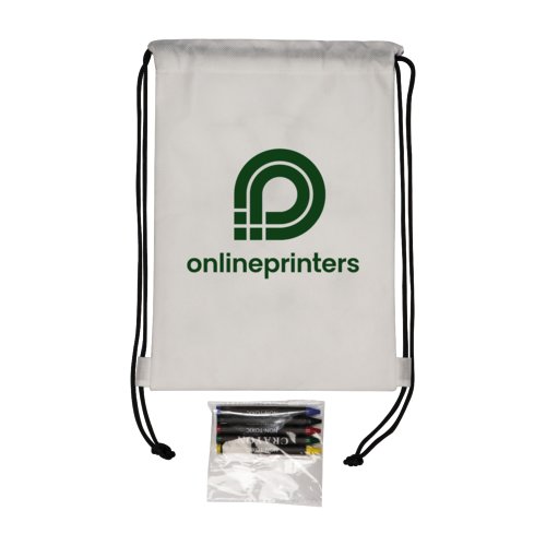 Bolsa de deporte blanca de tela no tejida con cordn.