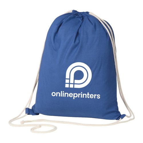 Bolsa de gimnasio azul de algodn con cordn.