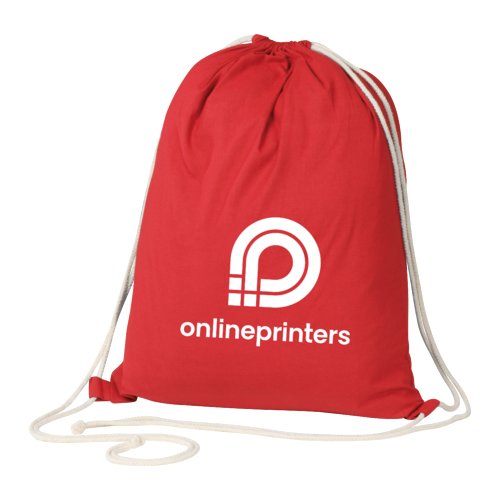 Bolsa de gimnasio roja de algodn con cordn.