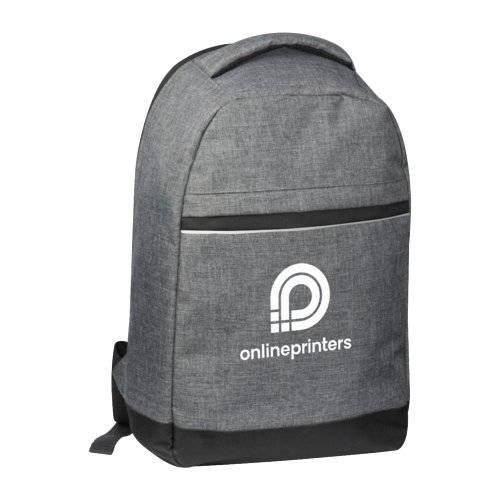 Mochila gris para porttil con compartimento con cremallera y asa de transporte.