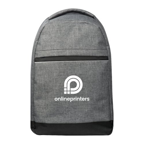 Mochila gris de tela para porttil con compartimento con cremallera.