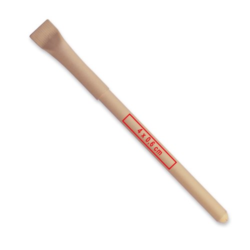Bolgrafo de papel marrn con mecanismo de pulsacin.