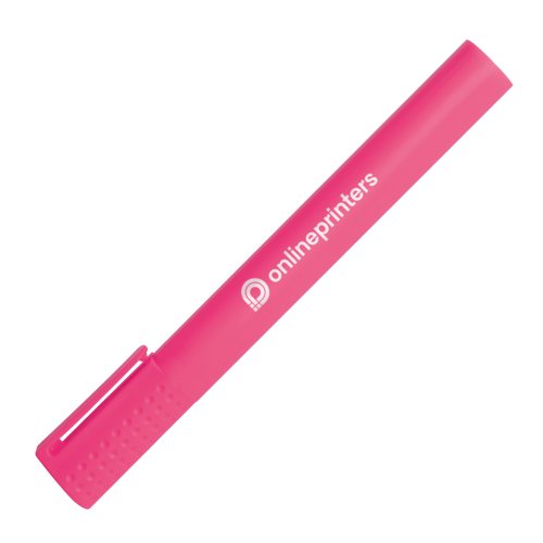 Resaltador rosa con punta biselada y tapa.