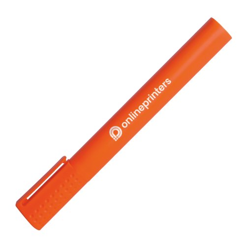Resaltador naranja con punta biselada y tapa.