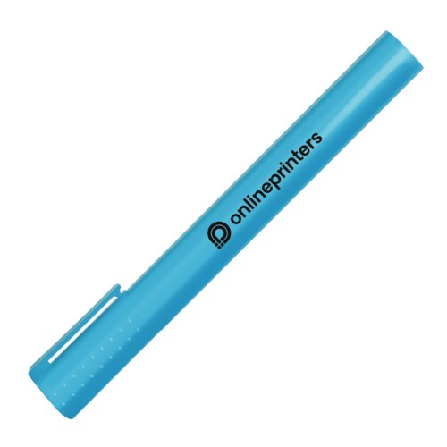 Resaltador azul claro con punta biselada y tapn.