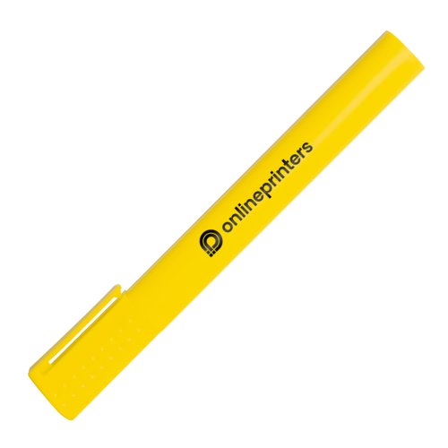 Resaltador amarillo de plstico con tapa.
