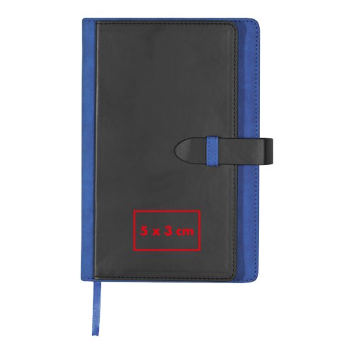 Cuaderno con cinta de cierre y marcapginas.