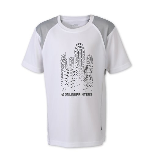 Camiseta de running blanca de polister para nios con mangas cortas.