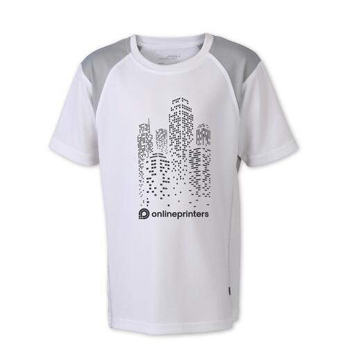 Camiseta de running blanca de poli�ster para ni�os con mangas cortas.