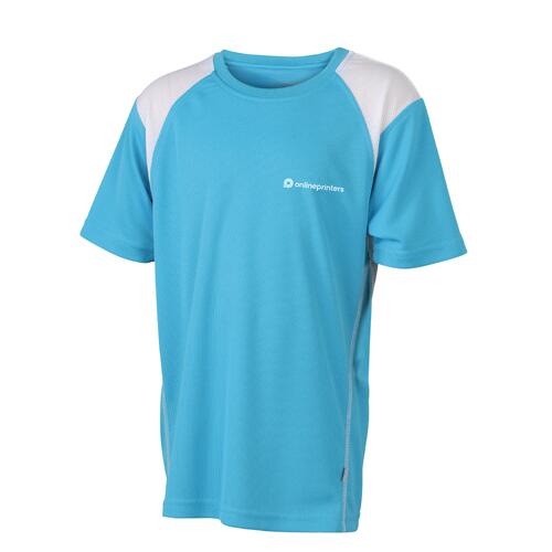 Camiseta de running de poli�ster azul claro para ni�os con mangas cortas.