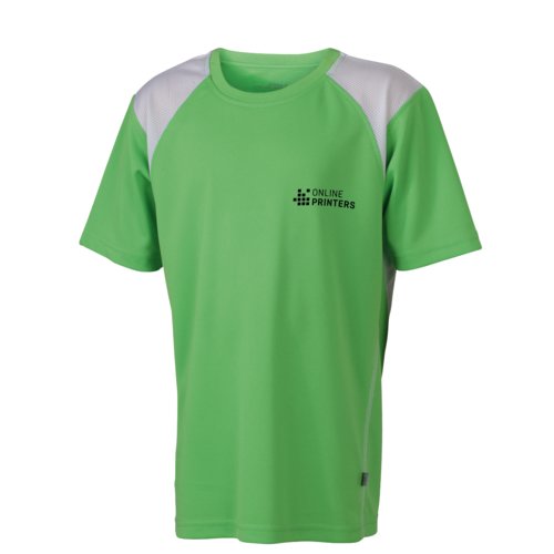 Camiseta de running funcional verde para nios con mangas cortas.
