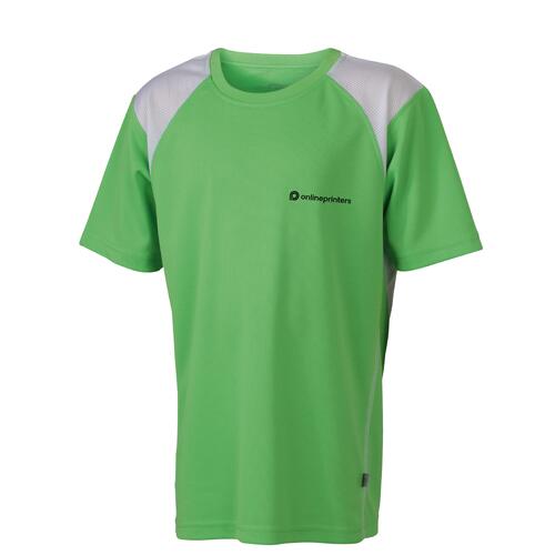 Camiseta de running funcional verde para ni�os con mangas cortas.