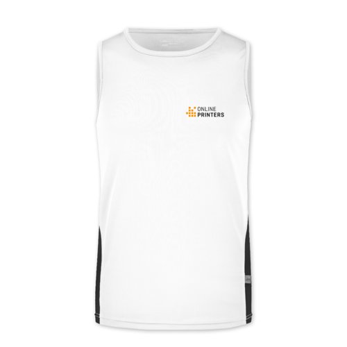 Camiseta de tirantes de polister blanca/negra para hombre.