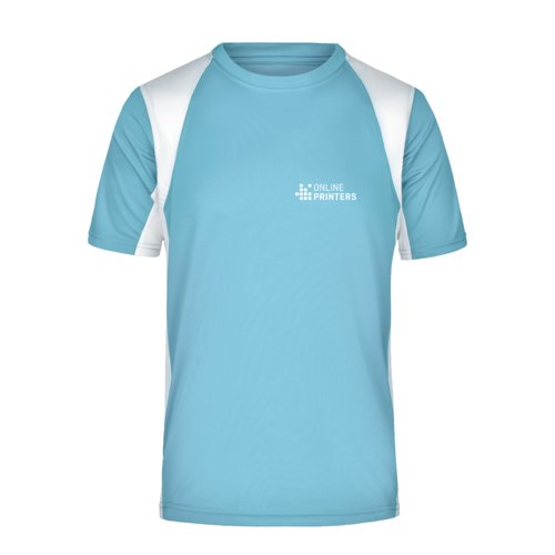 Camiseta funcional de polister azul claro para hombre.