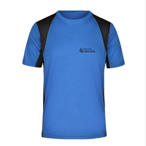 Camiseta funcional azul de polister para hombre con mangas cortas.