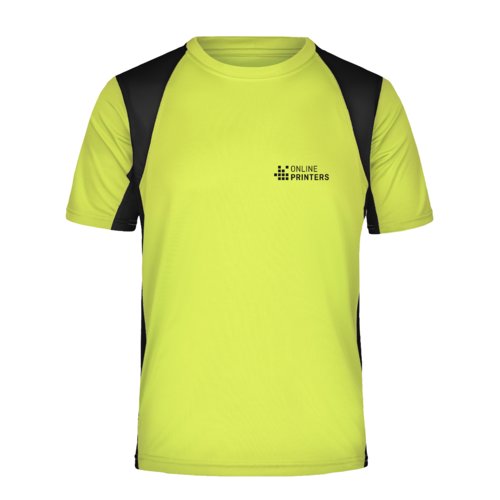 Camiseta funcional de polister amarillo nen para hombre con mangas cortas.
