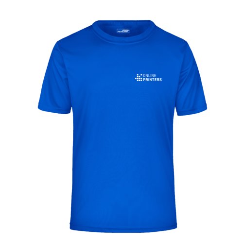 Camiseta azul real de polister con mangas cortas.