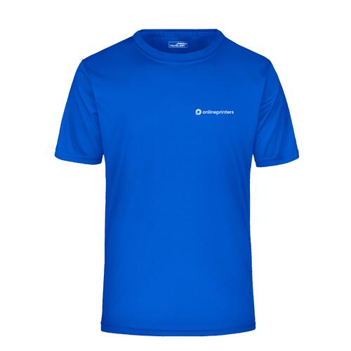 Camiseta azul real de poli�ster con mangas cortas.