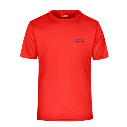 Camiseta roja de polister con mangas cortas.