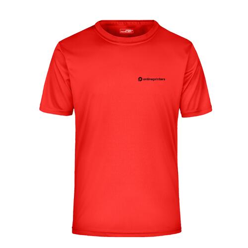 Camiseta roja de poli�ster con mangas cortas.