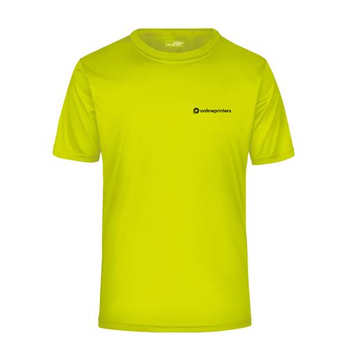 Camiseta amarilla de poli�ster para hombre con mangas cortas.