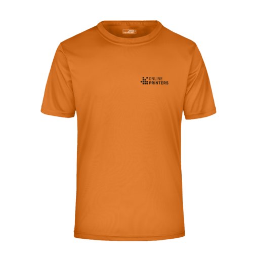 Camiseta naranja de polister con mangas cortas.