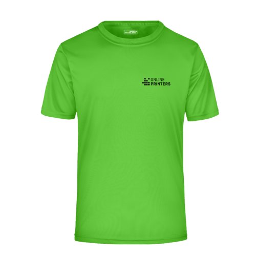Camiseta de polister verde manzana con mangas cortas.