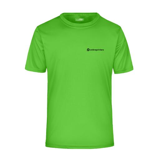 Camiseta de poli�ster verde manzana con mangas cortas.