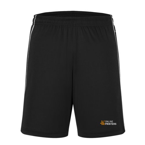 Pantalones cortos de polister en blanco y negro con cintura elstica y cordn.
