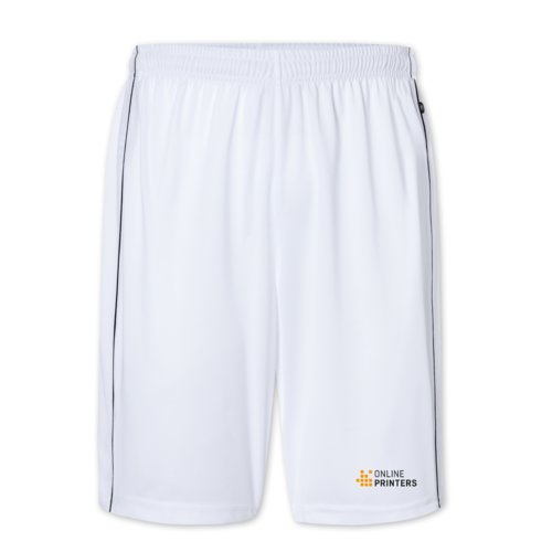 Pantalones cortos blancos de polister con cintura elstica y cordn.