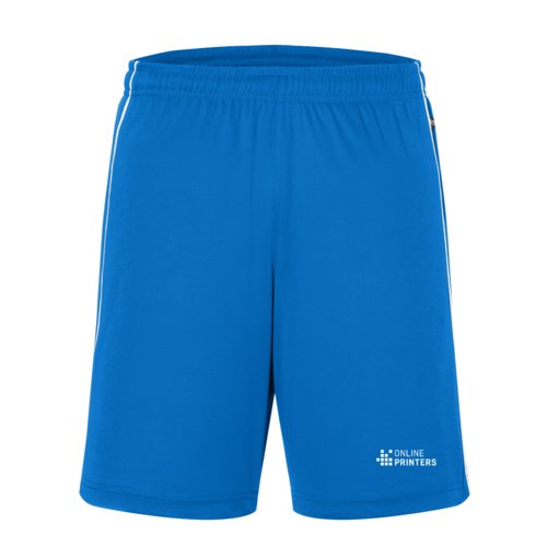 Pantalones cortos azules de polister con cintura elstica y cordn.