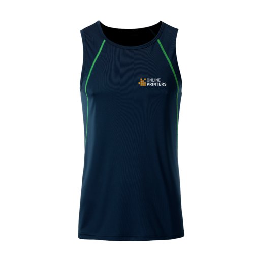 Camiseta de tirantes de polister azul marino y amarillo nen para hombre.