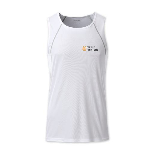 Camiseta de tirantes blanca de polister para hombre.