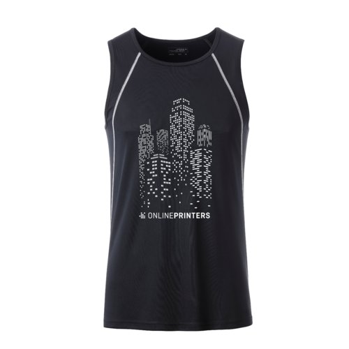 Camiseta de tirantes deportiva de polister en blanco y negro.