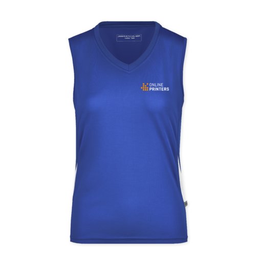 Camiseta de tirantes de polister azul real para mujer.
