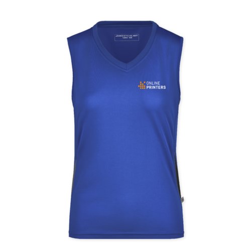 Camiseta de tirantes de polister azul real para mujer.