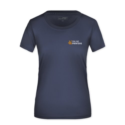 Camiseta de polister azul oscuro para mujer.