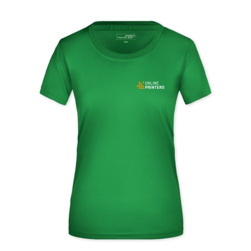 Camiseta verde de mujer en material funcional con mangas cortas.