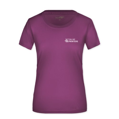 Camiseta de polister violeta para mujer.